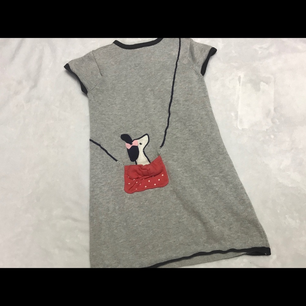 Grey sweater dress with faux purse